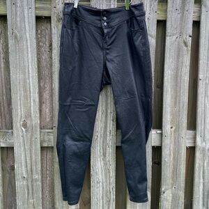 Lane Bryant Skinny Leg Jeans Women 16 Black High Rise Super Stretch Shiny